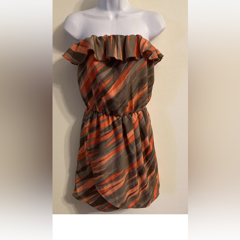 Gap Junior’s Size XS Orange & Brown Striped Off The Shoulder Sundress